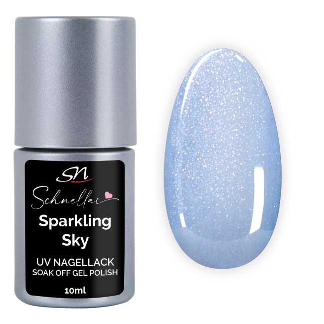 SN Schnellac Sparkling Sky Shellac UV Nagellack hellblau deckend mit Glitzer SN223