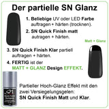 SN Quick Finish Matt und Klar für partielle hochglanz Gelnägel