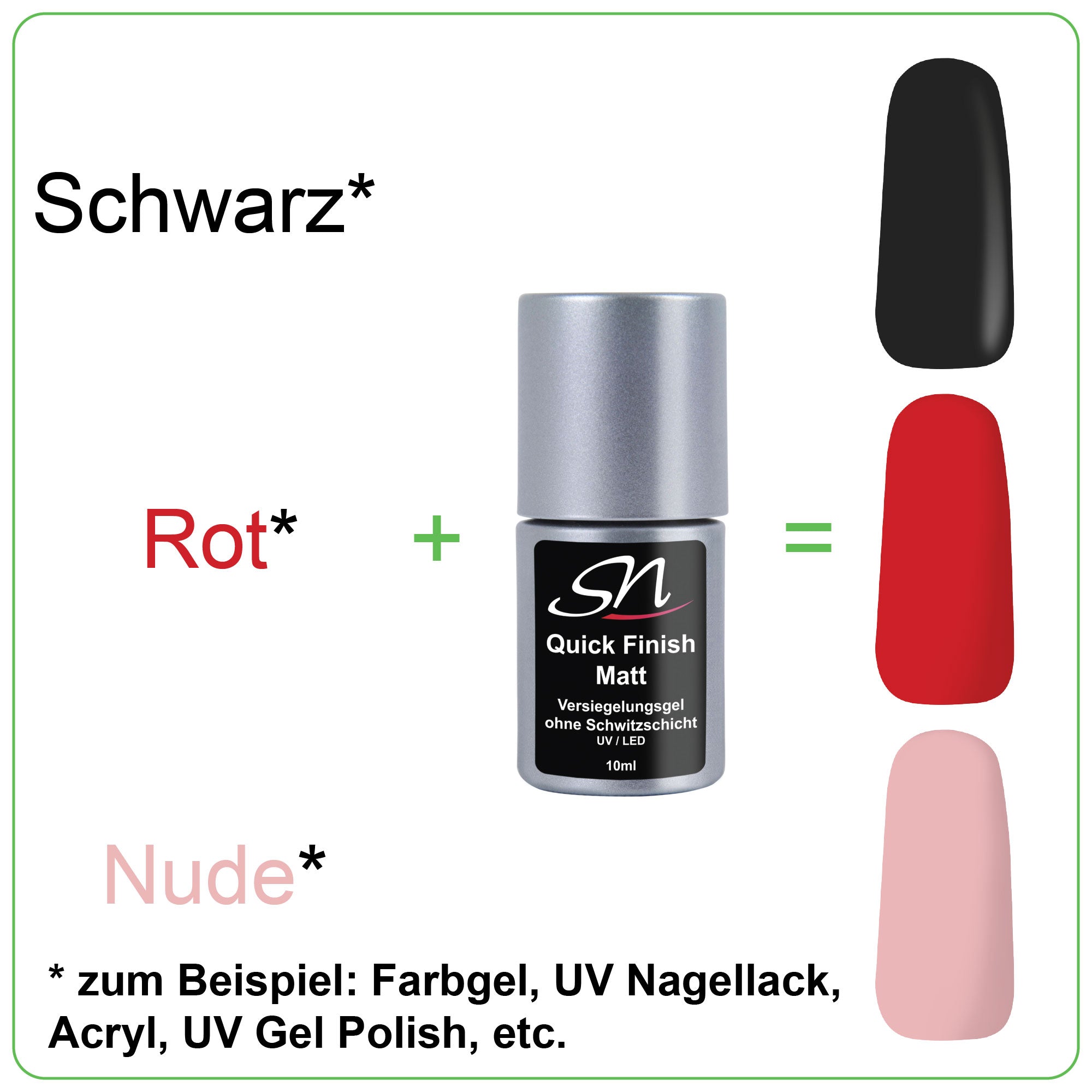 SN Quick Finish Matt Versiegelungsgel ohne Schwitzschicht Beispiele