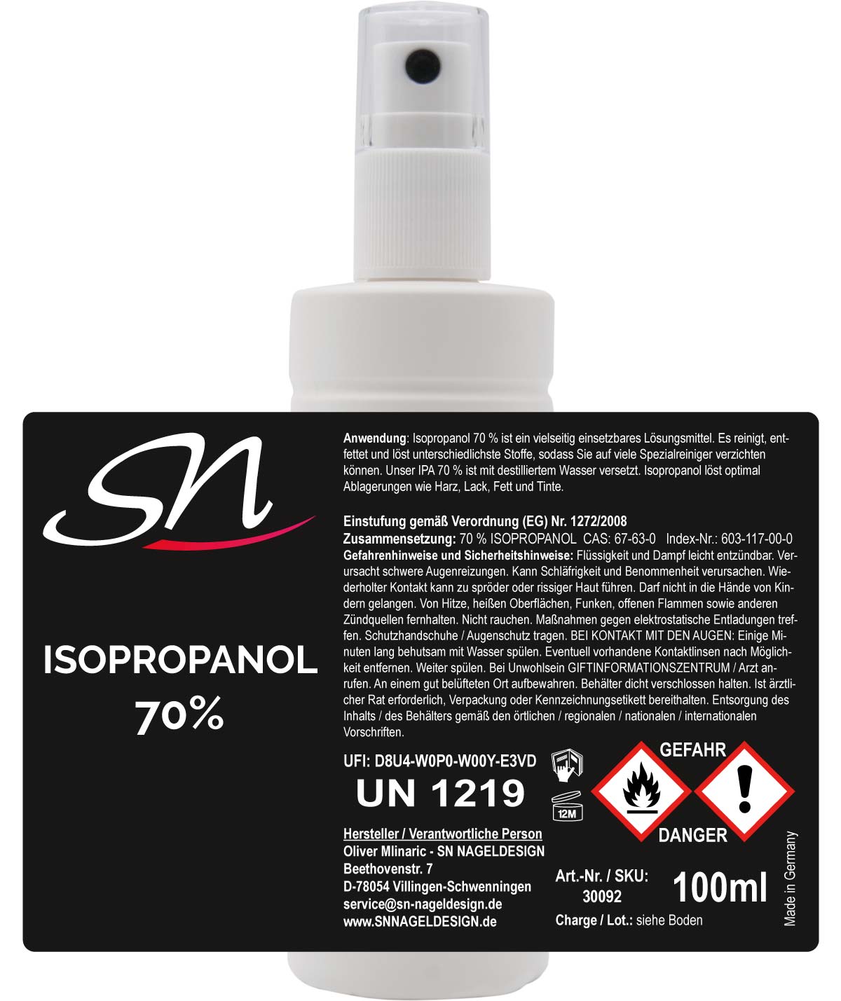 Isopropanol 70% 100ml Etikett