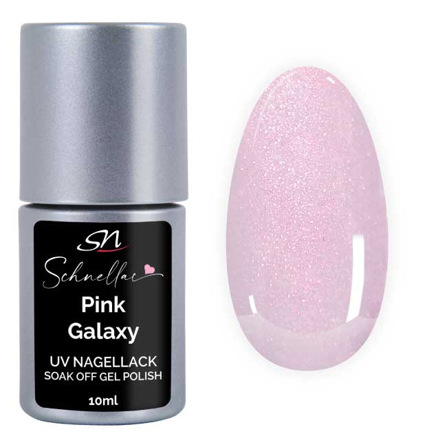SN Schnellac Pink Galaxy Shellac UV Nagellack rosa mit Glitzer deckend SN225