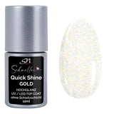 SN Schnellac Quick Shine Gold UV Top Coat Hochglanz Versiegelungsgel ohne Schwitzschicht mit Glitzer SN109