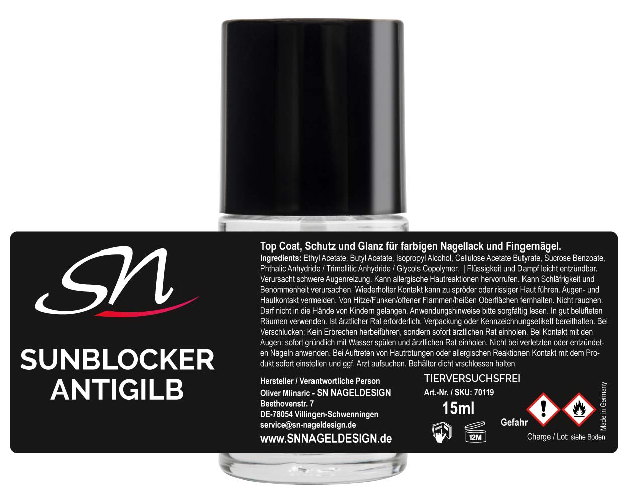 SN Sunblocker Antigilb Etikett