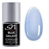 SN UV Nagellack Blue Galaxy hellblau deckend mit Glitzer SN223