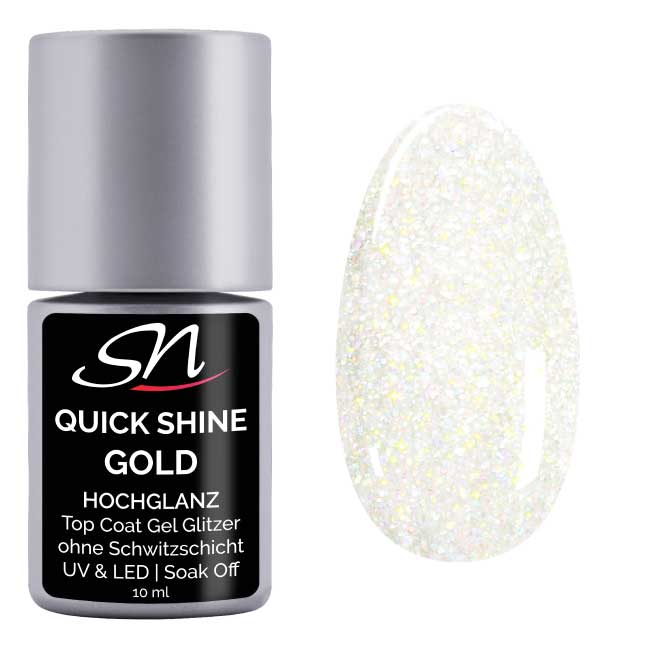 SN Quick Shine Gold Glitzer UV Top Coat Gel Hochglanz Versiegelungsgel ohne Schwitzschicht SN109